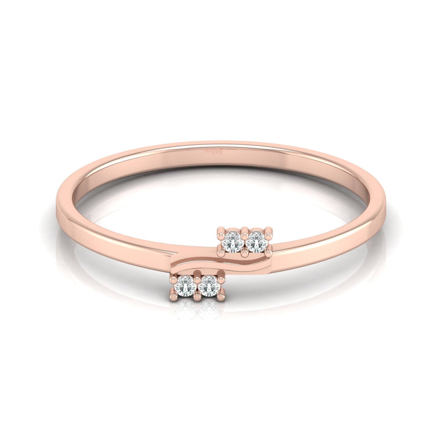 14KT Gold Plated  Round Diamond Band Ring For Minimalist Jewelry Lovers