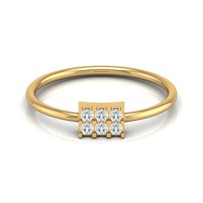 14K Solid White Gold Round Shaped Diamond Ring Minimalist Daily Wear Jewelry For Women's