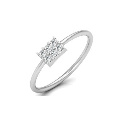 14K Solid White Gold Round Shaped Diamond Ring Minimalist Daily Wear Jewelry For Women's