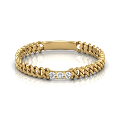 14 KT Solid Gold Round Cut Gender-Neutral Diamond Rings Unisex Bands For Modern Style