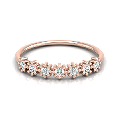 Delicate Round Lab Grown Diamond Wedding Band 14K Solid Gold Natural Half Eternity Band