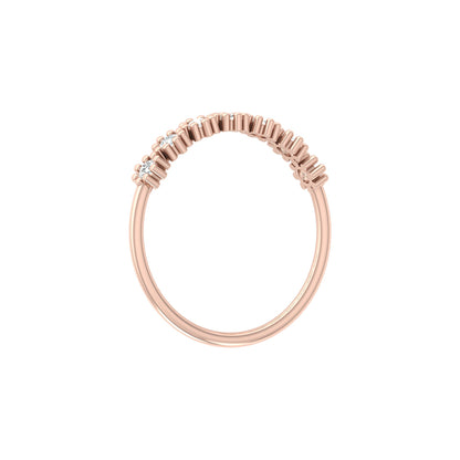 Delicate Round Lab Grown Diamond Wedding Band 14K Solid Gold Natural Half Eternity Band