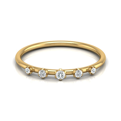 Lab Grown Diamond Band Ring In 14kt Solid Gold Comfort Fit Round Stone Design