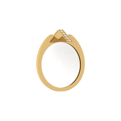 Modern Open Band Diamond Ring with Vertical Row of Round Diamonds Minimalist 14K Solid Gold Jewelry