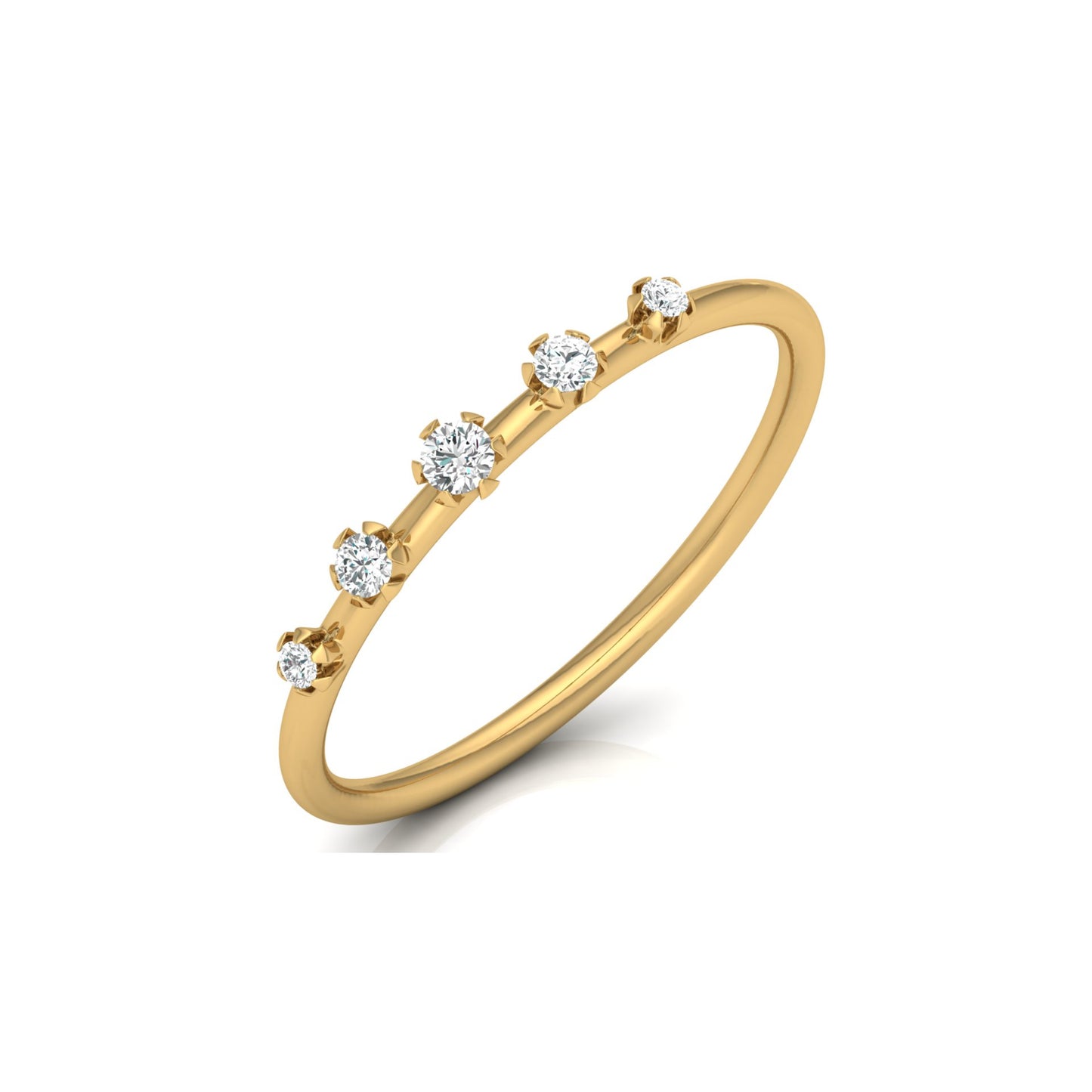 Lab Grown Diamond Band Ring In 14kt Solid Gold Comfort Fit Round Stone Design