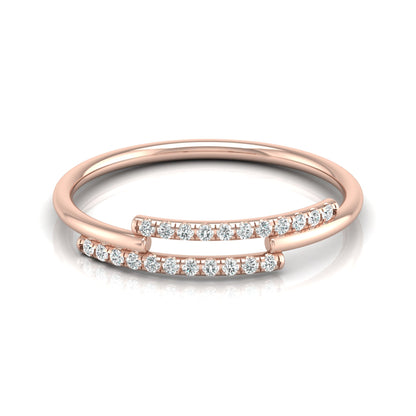 Round Open Wedding Band 14K Solid White Gold Skinny Cuff Ring for Elegant Everyday Wear