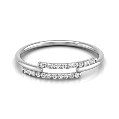 Round Open Wedding Band 14K Solid White Gold Skinny Cuff Ring for Elegant Everyday Wear