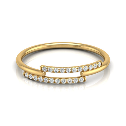 Round Open Wedding Band 14K Solid White Gold Skinny Cuff Ring for Elegant Everyday Wear