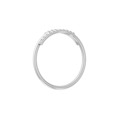 Round Open Wedding Band 14K Solid White Gold Skinny Cuff Ring for Elegant Everyday Wear