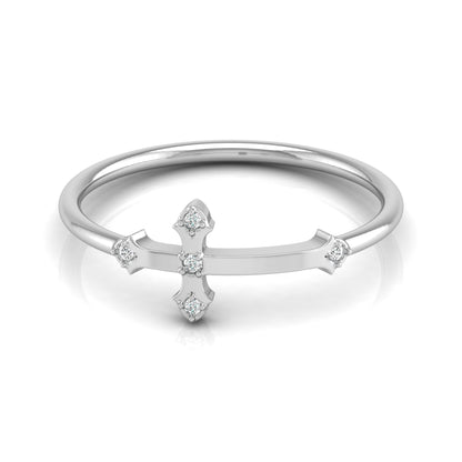 Cross Inspired Lab Grown Diamond Ring in 14K Solid White Gold Anniversary Ring  For Her