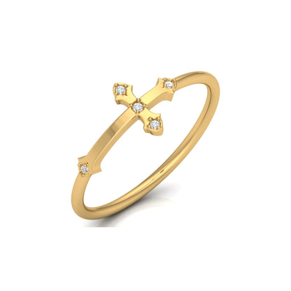 Cross Inspired Lab Grown Diamond Ring in 14K Solid White Gold Anniversary Ring  For Her