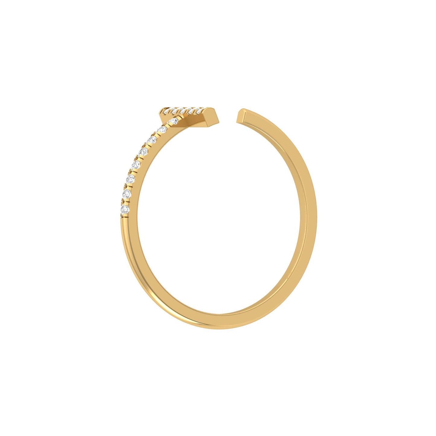 Open Cuff Ring Round Cut Labgrown Diamond Ring In 14K Solid Gold Unique And Charming Design