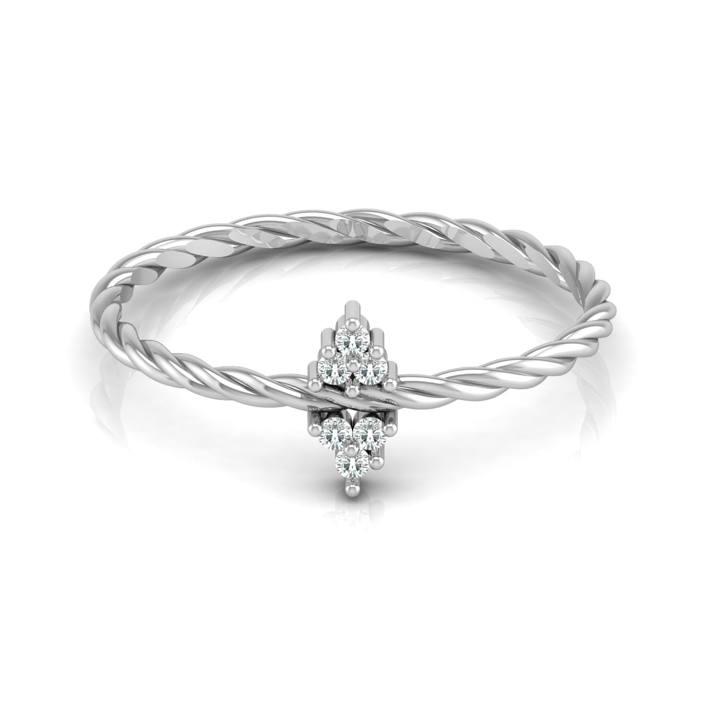 Round Shaped Diamond Ring 14KT Solid Gold Twisted Shank Engagement Ring For Women