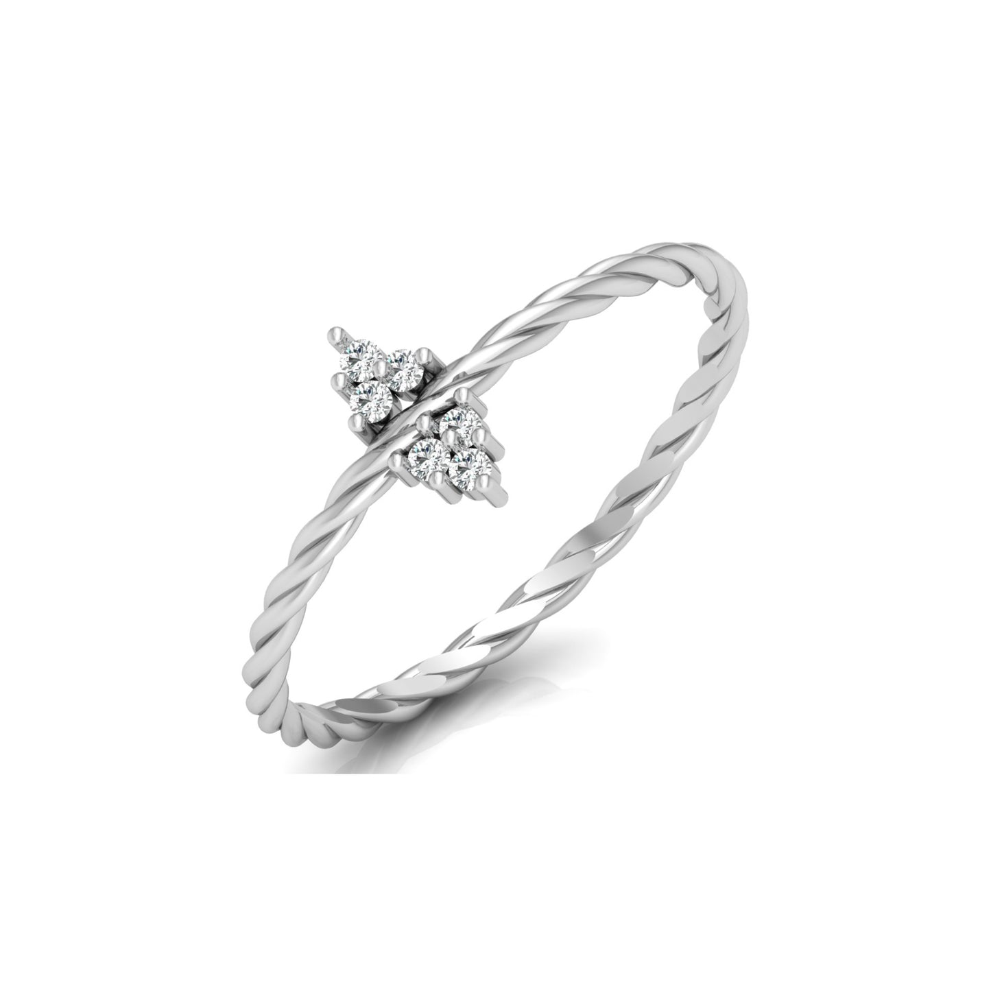Round Shaped Diamond Ring 14KT Solid Gold Twisted Shank Engagement Ring For Women
