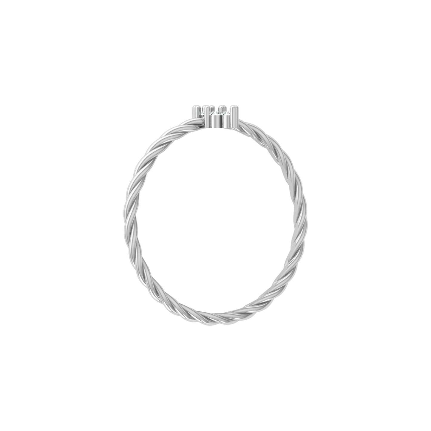 Round Shaped Diamond Ring 14KT Solid Gold Twisted Shank Engagement Ring For Women