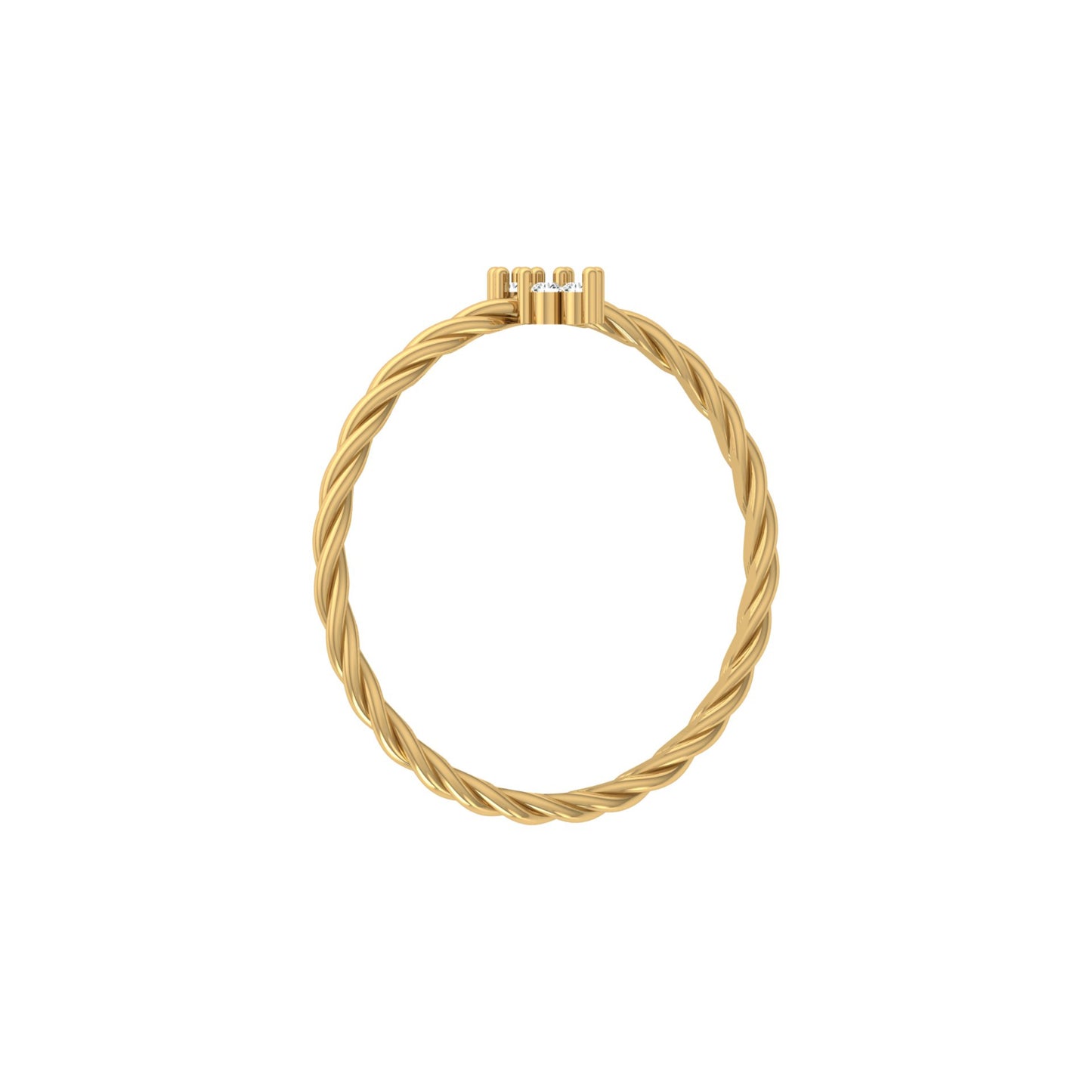 Round Shaped Diamond Ring 14KT Solid Gold Twisted Shank Engagement Ring For Women