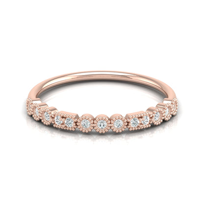 14KT Gold Floral Inspired Diamond Band Elegant Delicate Design with Lab Grown or Natural Diamonds