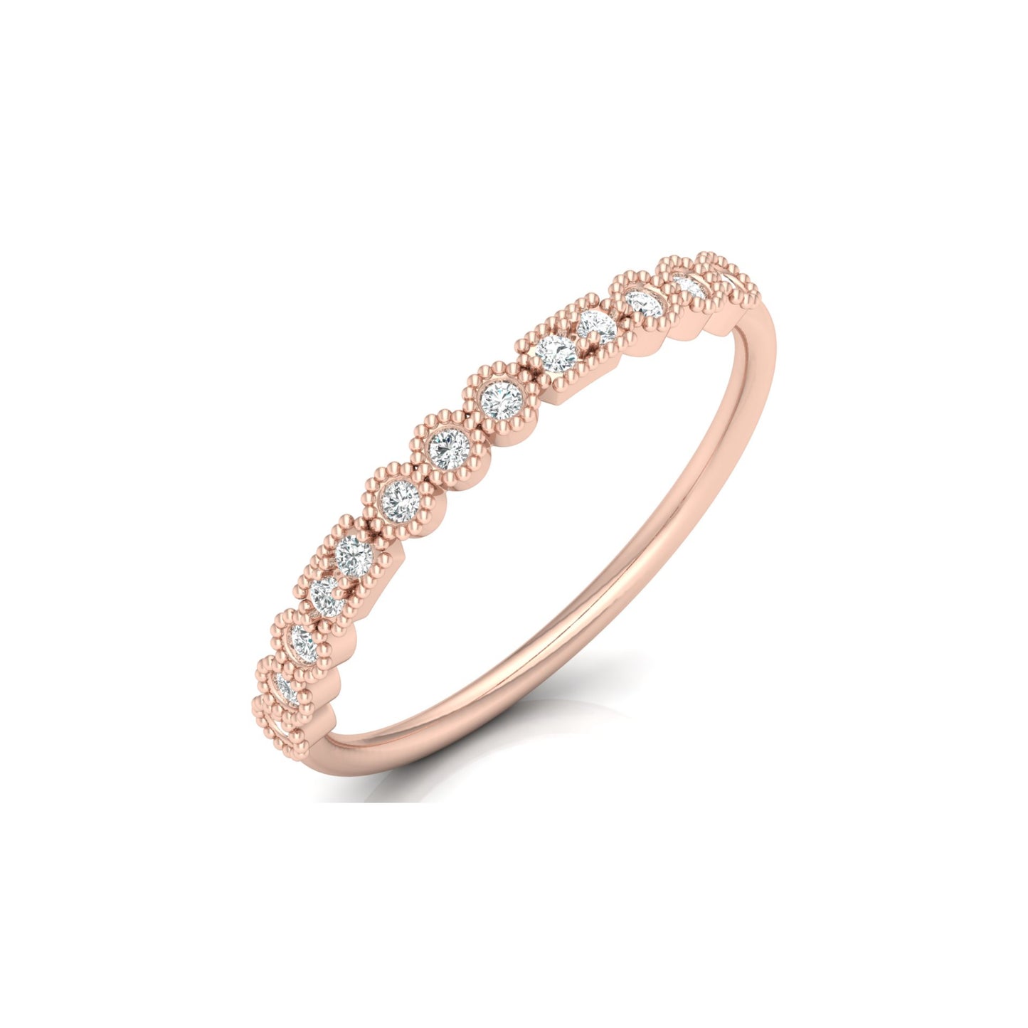 14KT Gold Floral Inspired Diamond Band Elegant Delicate Design with Lab Grown or Natural Diamonds