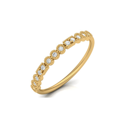 14KT Gold Floral Inspired Diamond Band Elegant Delicate Design with Lab Grown or Natural Diamonds