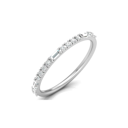 Labgrown Ecofriendly  Baguette and Round Diamond Half-Eternity Stackable Band Ring For Anniversary Gift