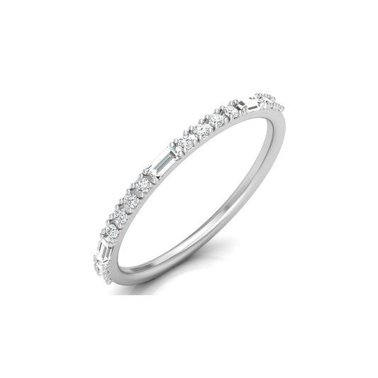 Labgrown Ecofriendly  Baguette and Round Diamond Half-Eternity Stackable Band Ring For Anniversary Gift