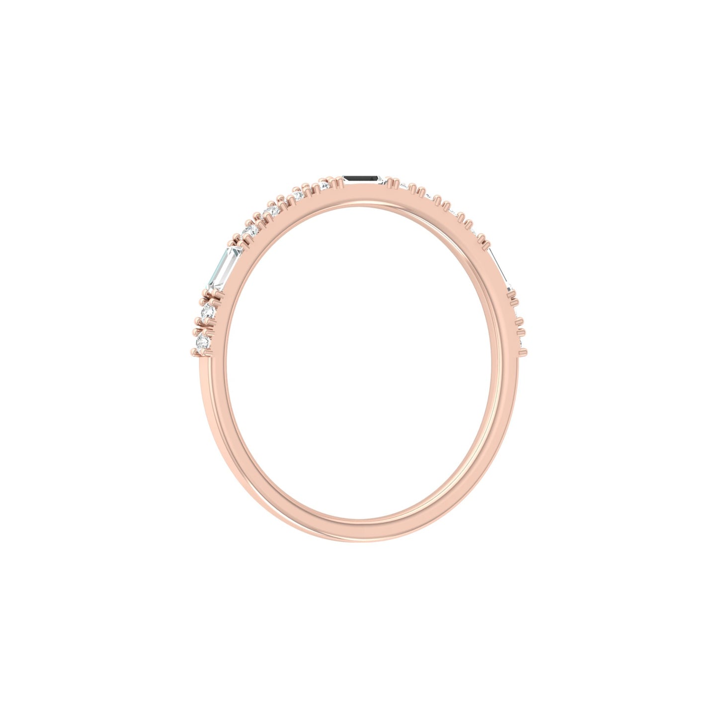 Labgrown Ecofriendly Baguette and Round Diamond Half-Eternity Stackable Band Ring For Anniversary Gift