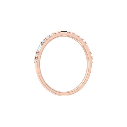 Labgrown Ecofriendly  Baguette and Round Diamond Half-Eternity Stackable Band Ring For Anniversary Gift