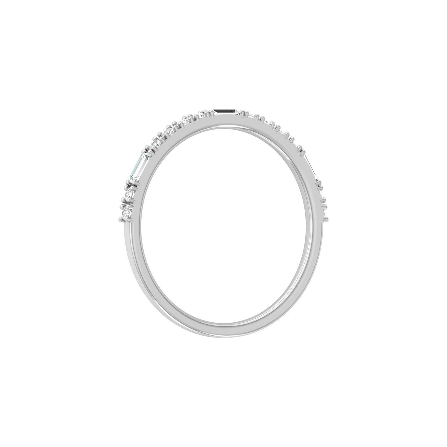 Labgrown Ecofriendly Baguette and Round Diamond Half-Eternity Stackable Band Ring For Anniversary Gift