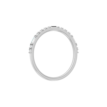 Labgrown Ecofriendly  Baguette and Round Diamond Half-Eternity Stackable Band Ring For Anniversary Gift