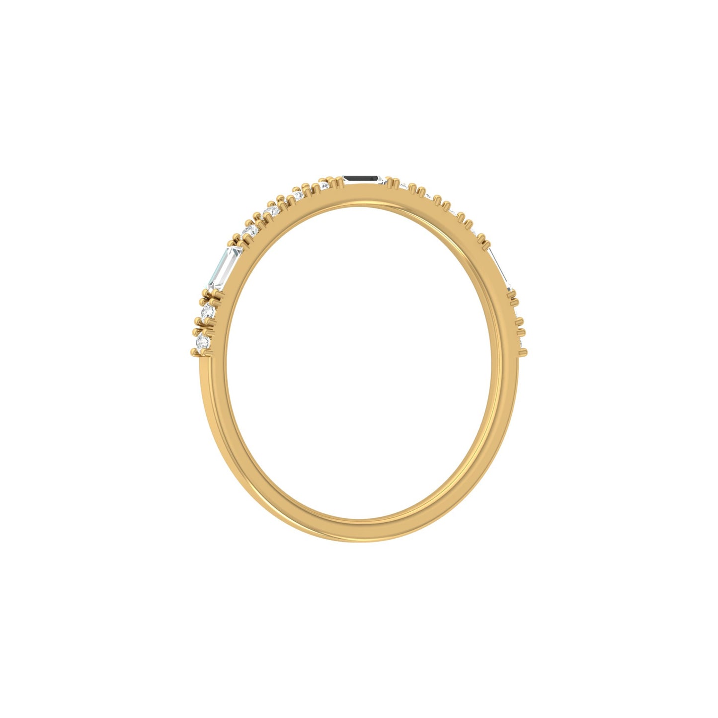 Labgrown Ecofriendly Baguette and Round Diamond Half-Eternity Stackable Band Ring For Anniversary Gift