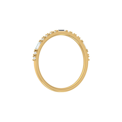 Labgrown Ecofriendly  Baguette and Round Diamond Half-Eternity Stackable Band Ring For Anniversary Gift