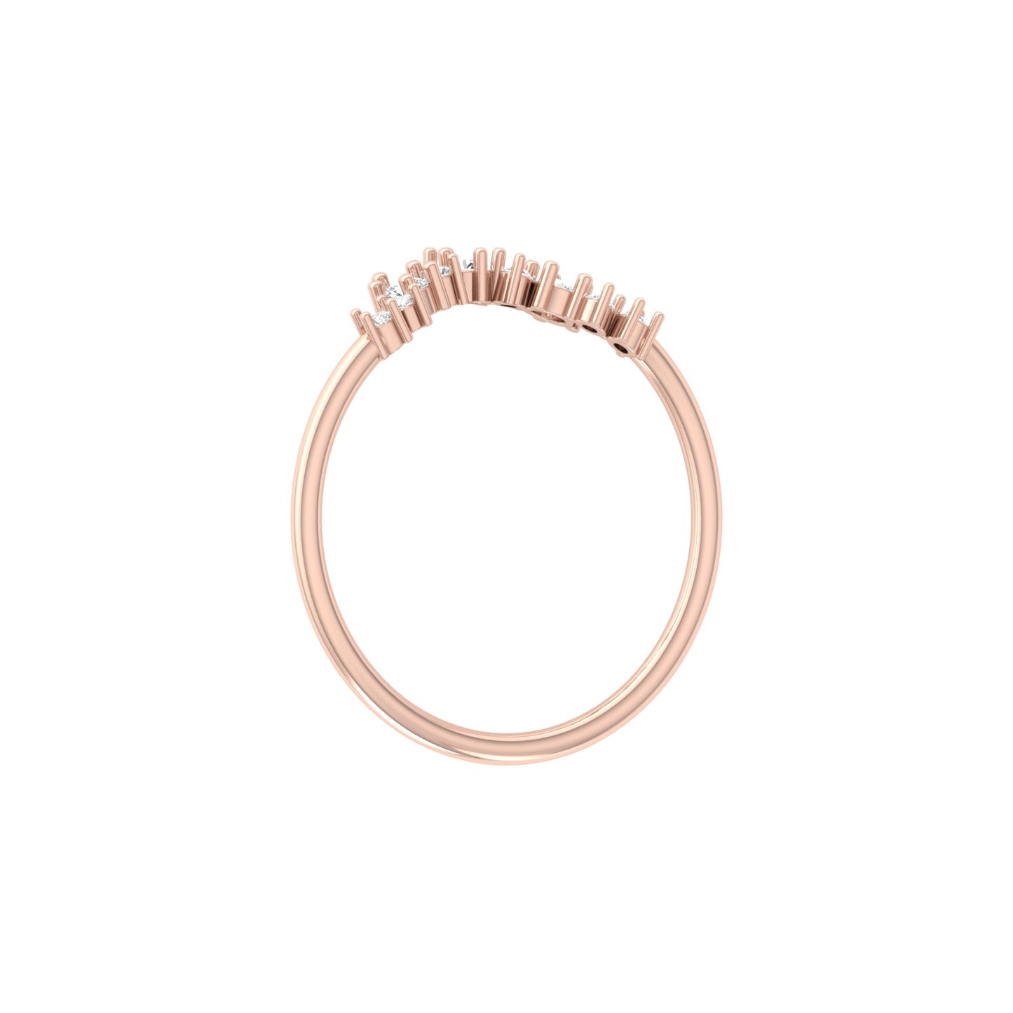 0.15 CT Round Shaped Diamond V Half Eternity Wedding Band Ring For women's In 14K Solid Gold