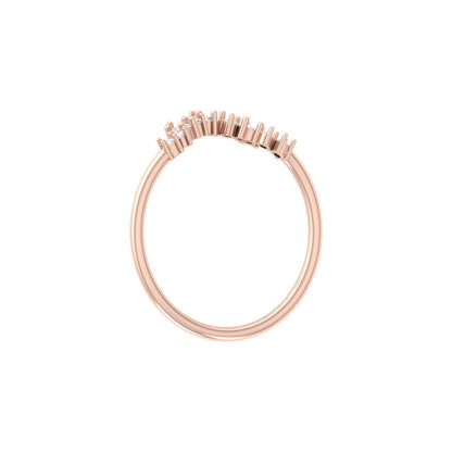 0.15 CT Round Shaped Diamond  V Half Eternity Wedding Band Ring For women's In 14K Solid Gold