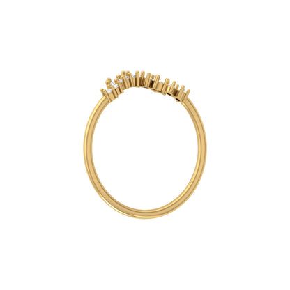 0.15 CT Round Shaped Diamond  V Half Eternity Wedding Band Ring For women's In 14K Solid Gold