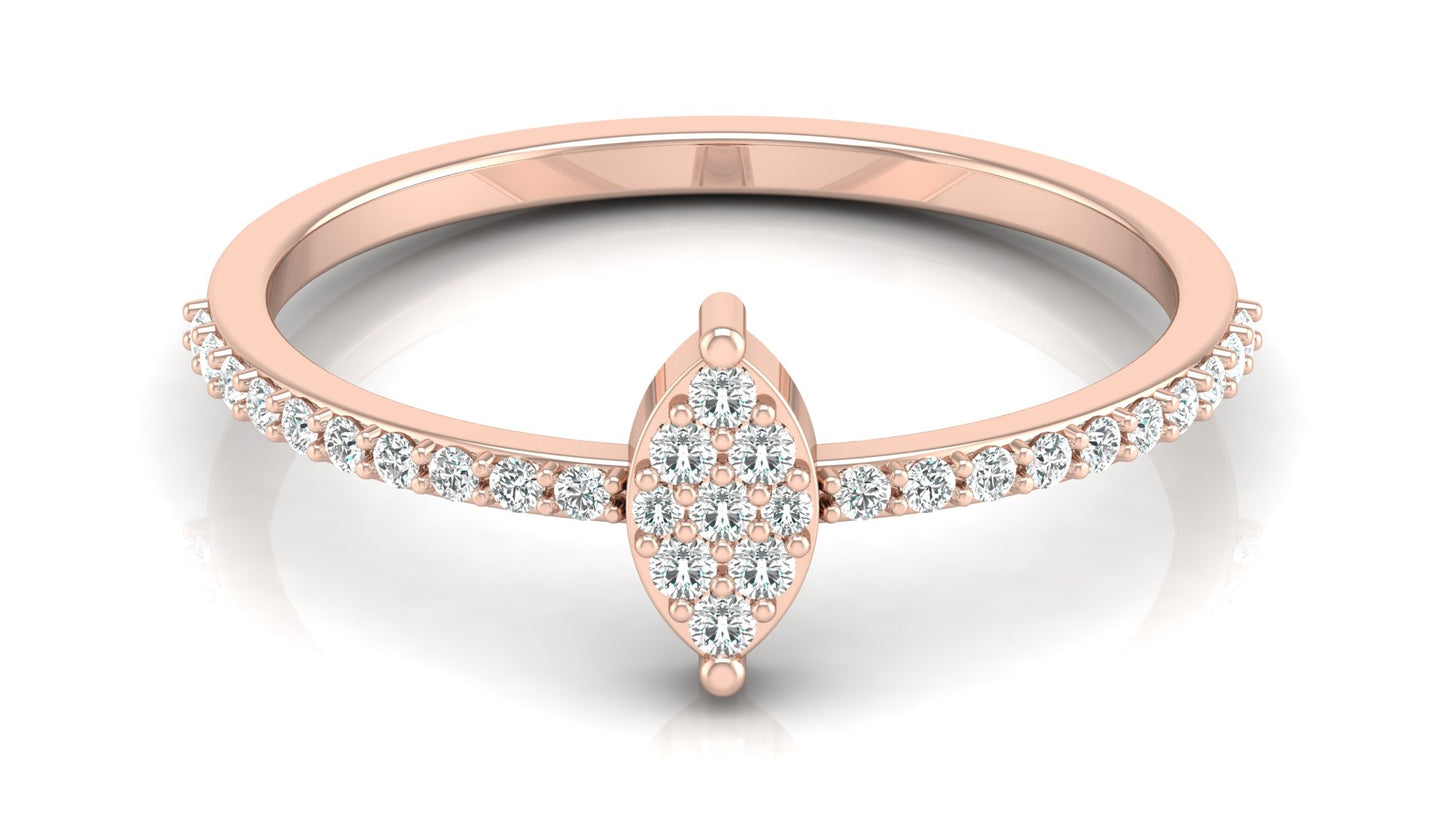 Round Cut Minimalist Eco-Friendly Lab Diamond Accent Ring In 18K Solid Gold Perfect Gift For Her