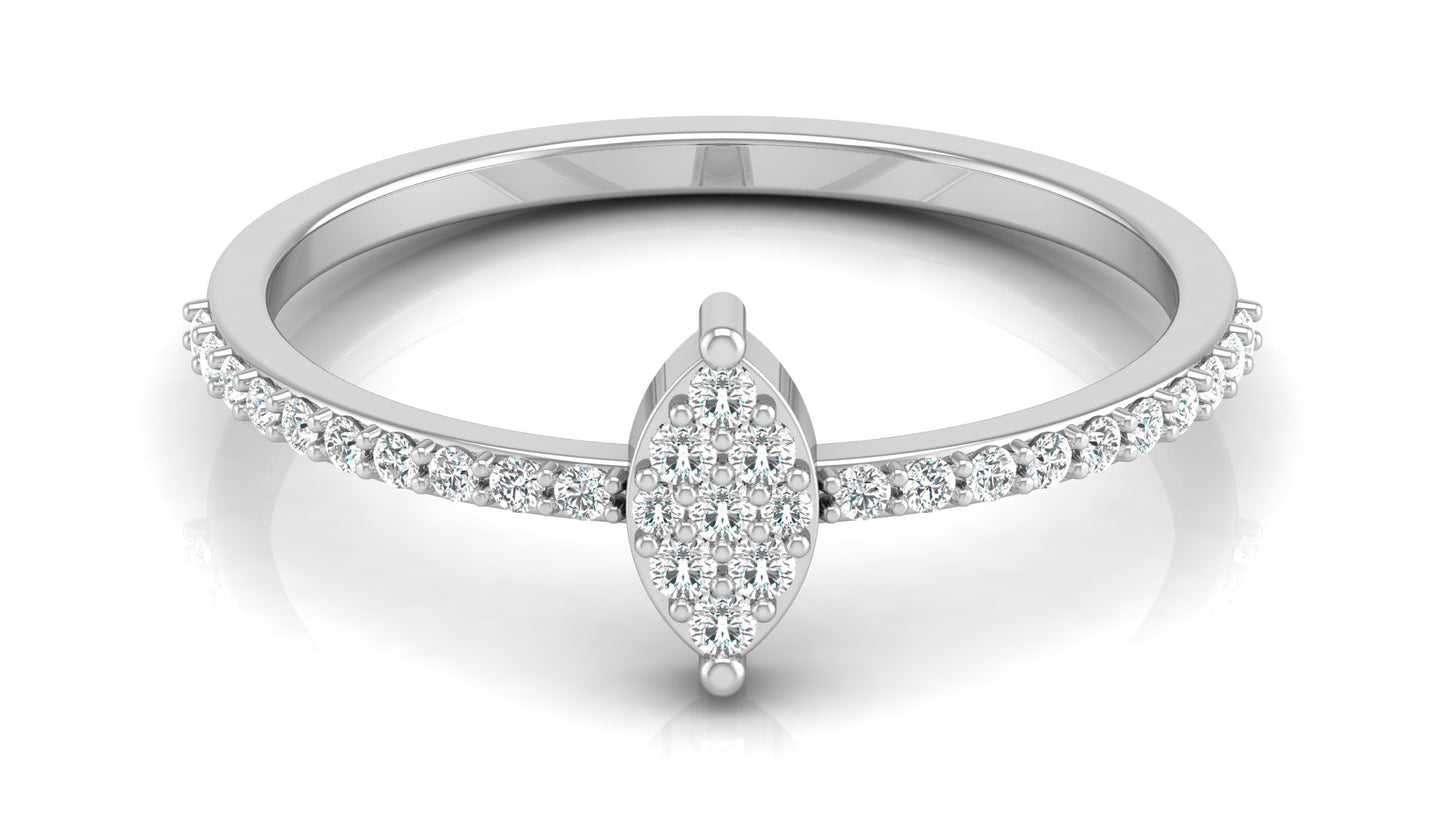 Round Cut Minimalist Eco-Friendly Lab Diamond Accent Ring In 18K Solid Gold Perfect Gift For Her