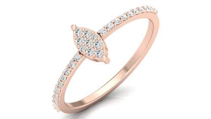 Round Cut Minimalist Eco-Friendly Lab Diamond Accent Ring In 18K Solid Gold Perfect Gift For Her