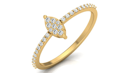 Round Cut Minimalist Eco-Friendly Lab Diamond Accent Ring In 18K Solid Gold Perfect Gift For Her