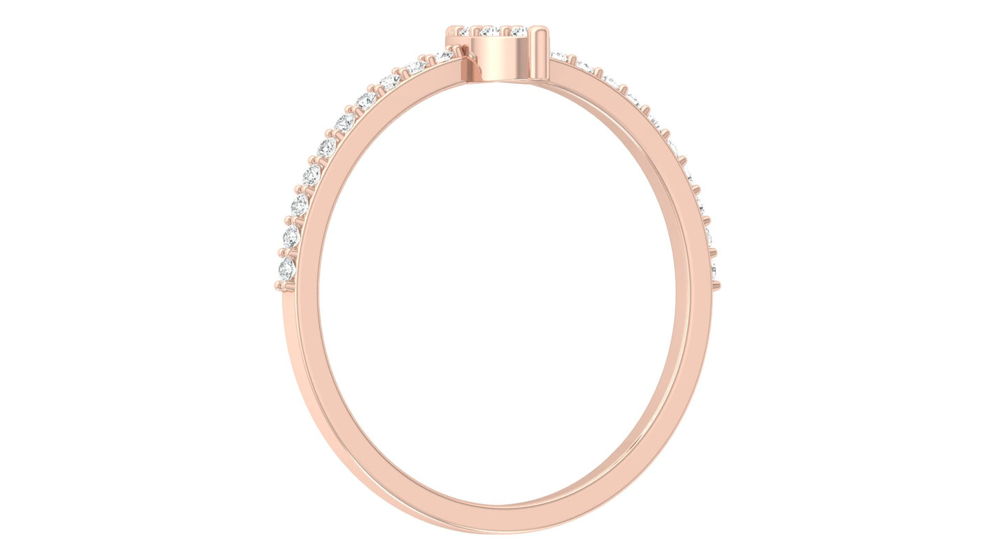 Round Cut Minimalist Eco-Friendly Lab Diamond Accent Ring In 18K Solid Gold Perfect Gift For Her