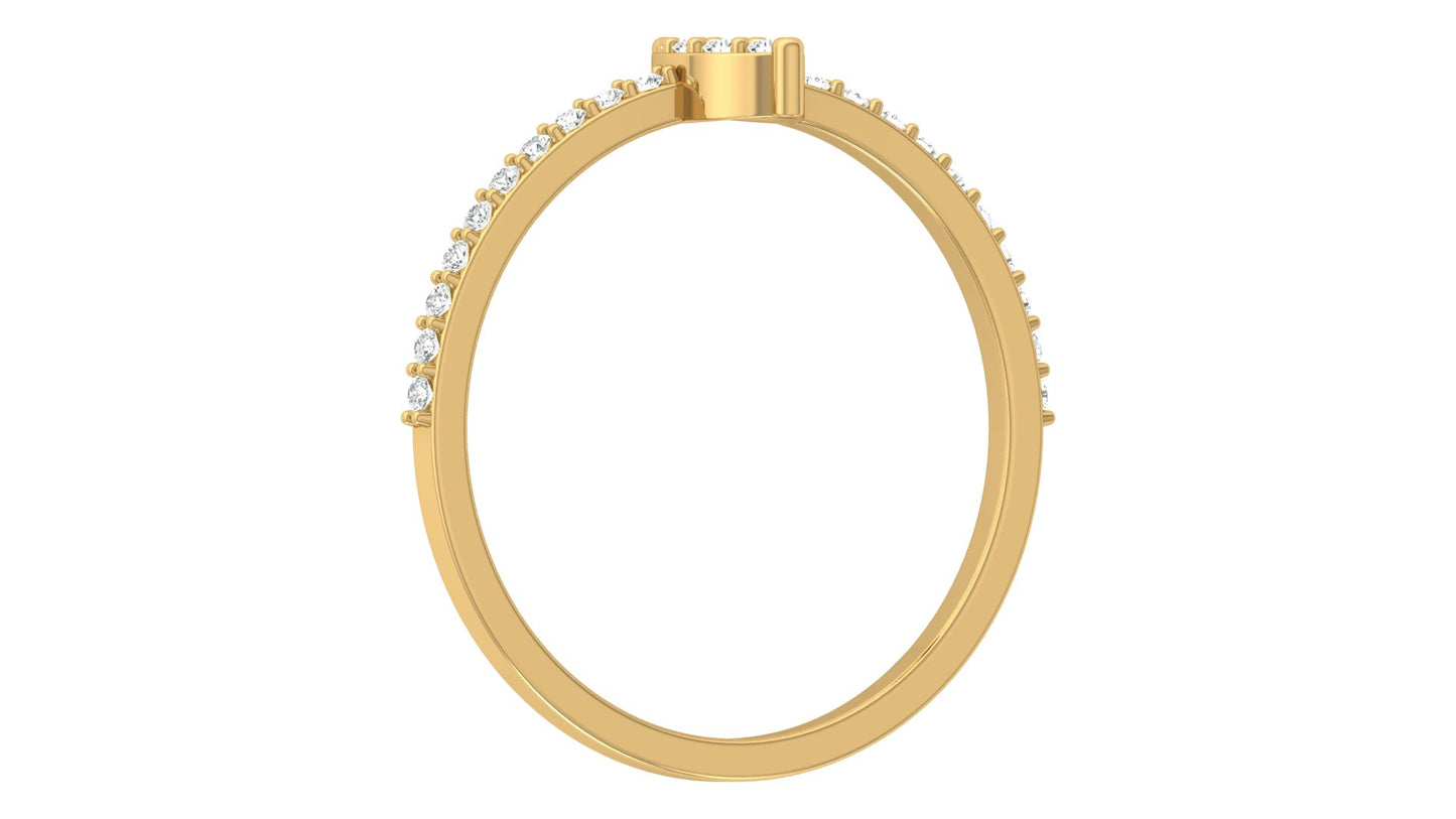 Round Cut Minimalist Eco-Friendly Lab Diamond Accent Ring In 18K Solid Gold Perfect Gift For Her
