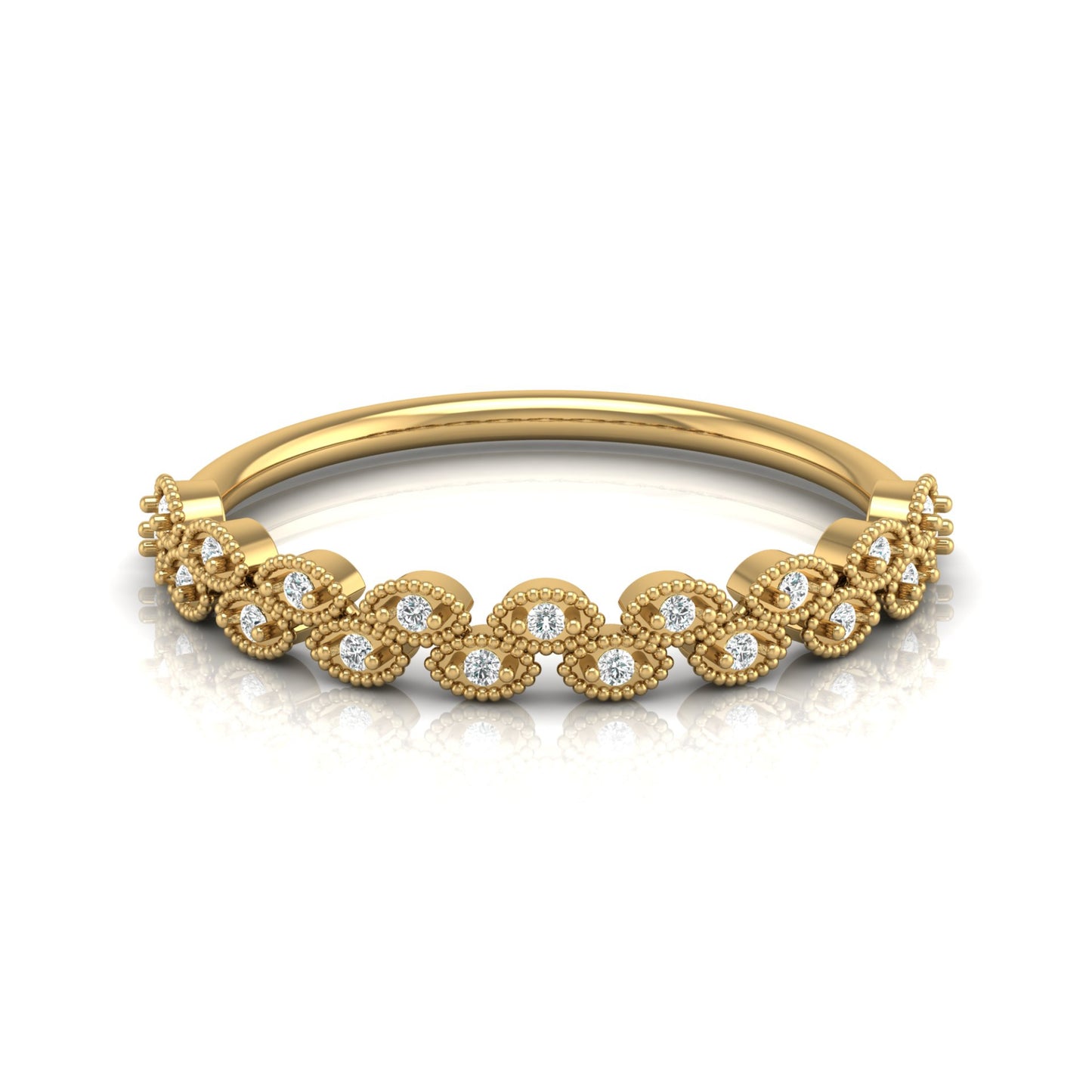 Round Cut Personalized Diamond Eternity Band Ring For Her in 14KT Solid Gold