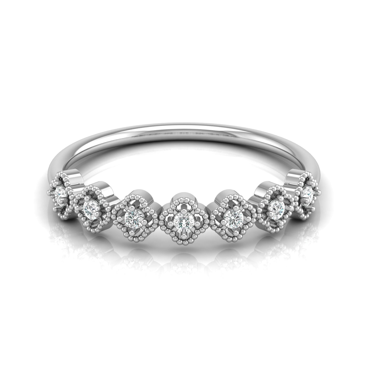 Floral Half Eternity Diamond Ring For Her Lab Or Natural Diamond Ring In 18K Solid Gold