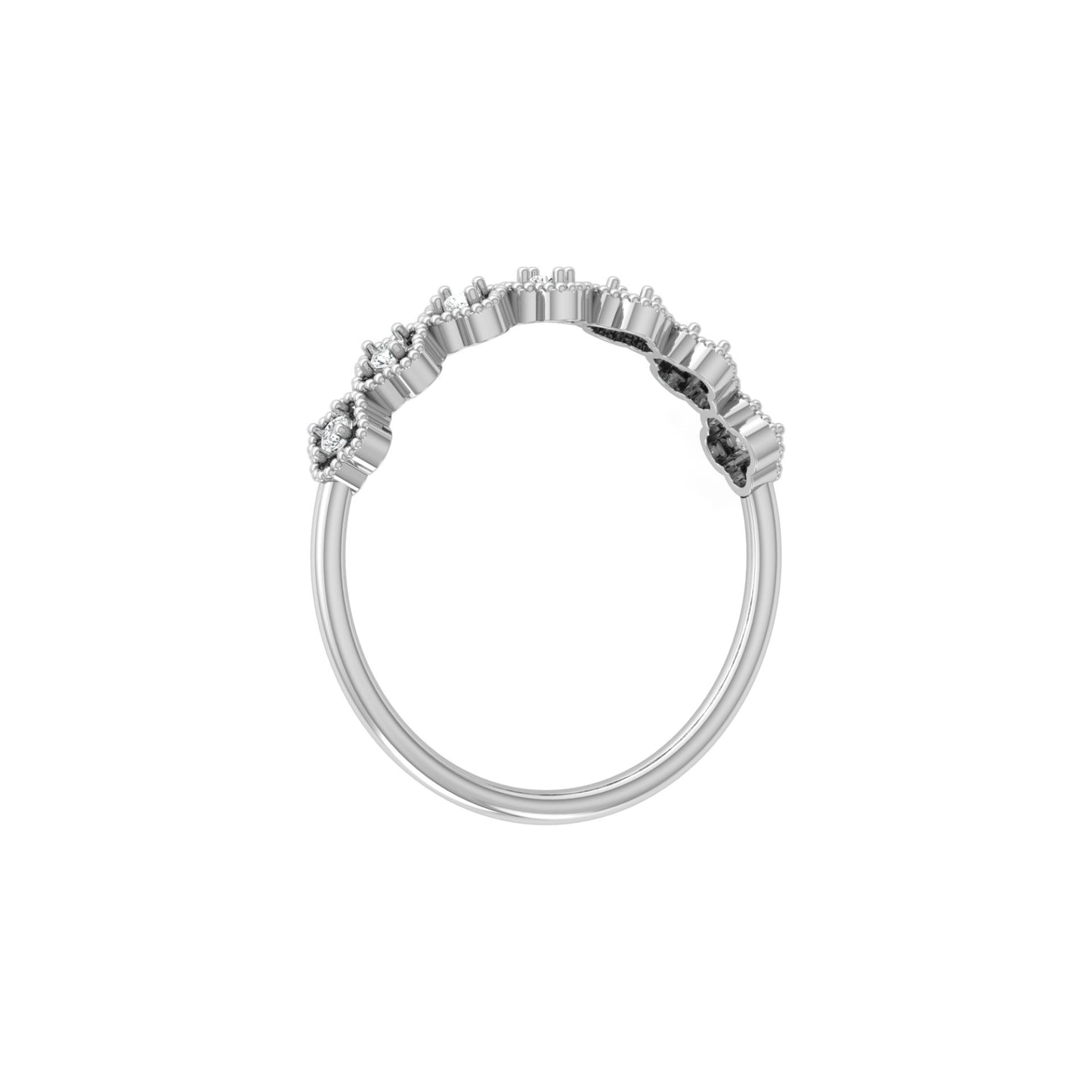 Floral Half Eternity Diamond Ring For Her Lab Or Natural Diamond Ring In 18K Solid Gold