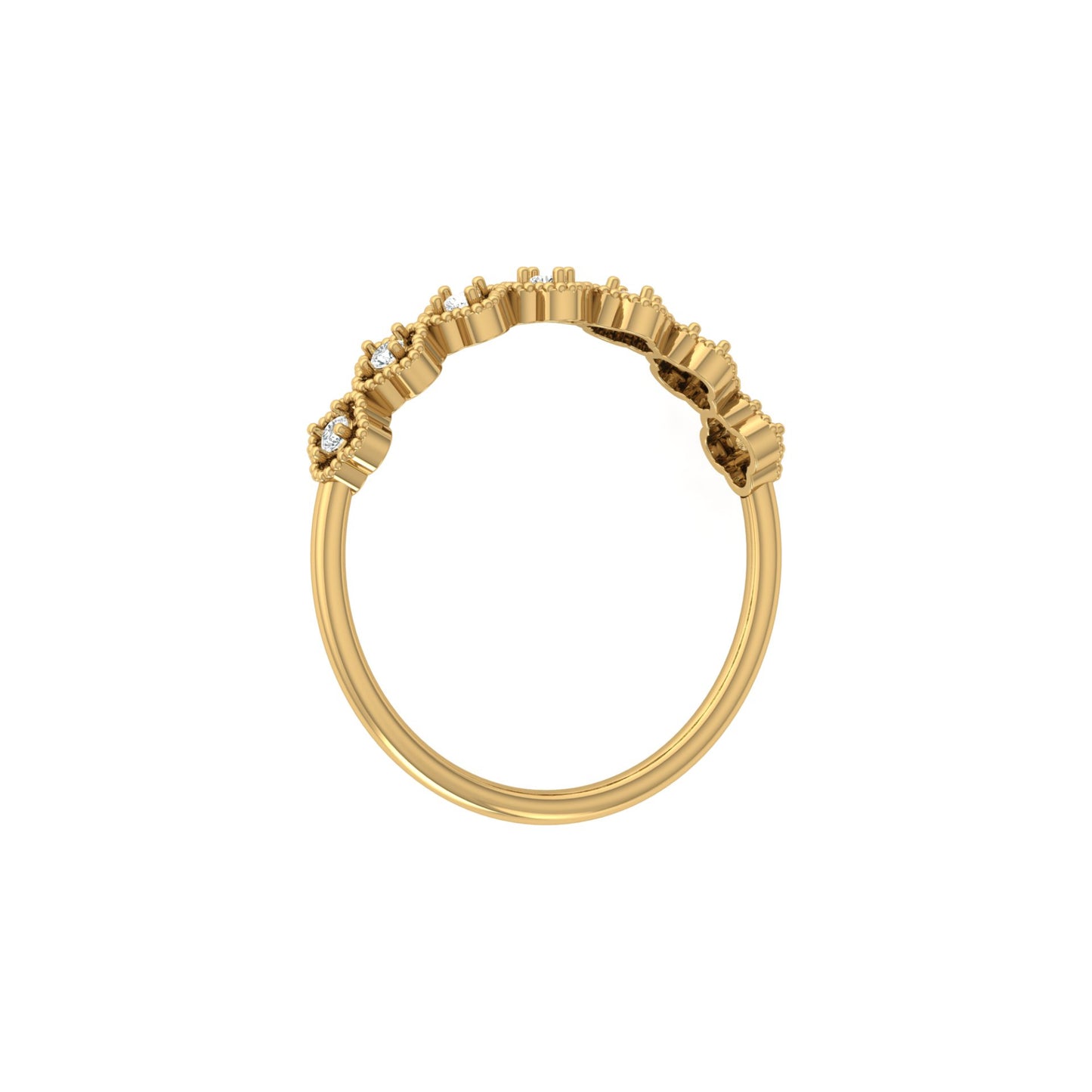 Floral Half Eternity Diamond Ring For Her Lab Or Natural Diamond Ring In 18K Solid Gold