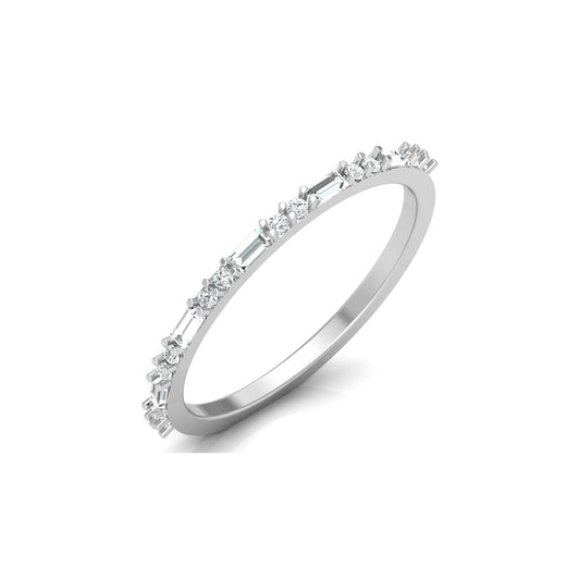 14K Solid Gold Round And Baguette Women's Jewelry Band Rings Perfect Gift For Her