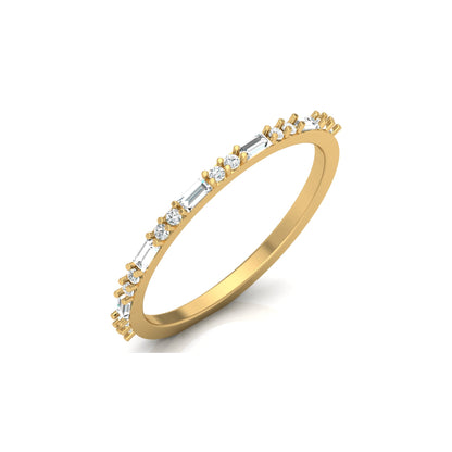 14K Solid Gold Round And Baguette Women's Jewelry Band Rings Perfect Gift For Her