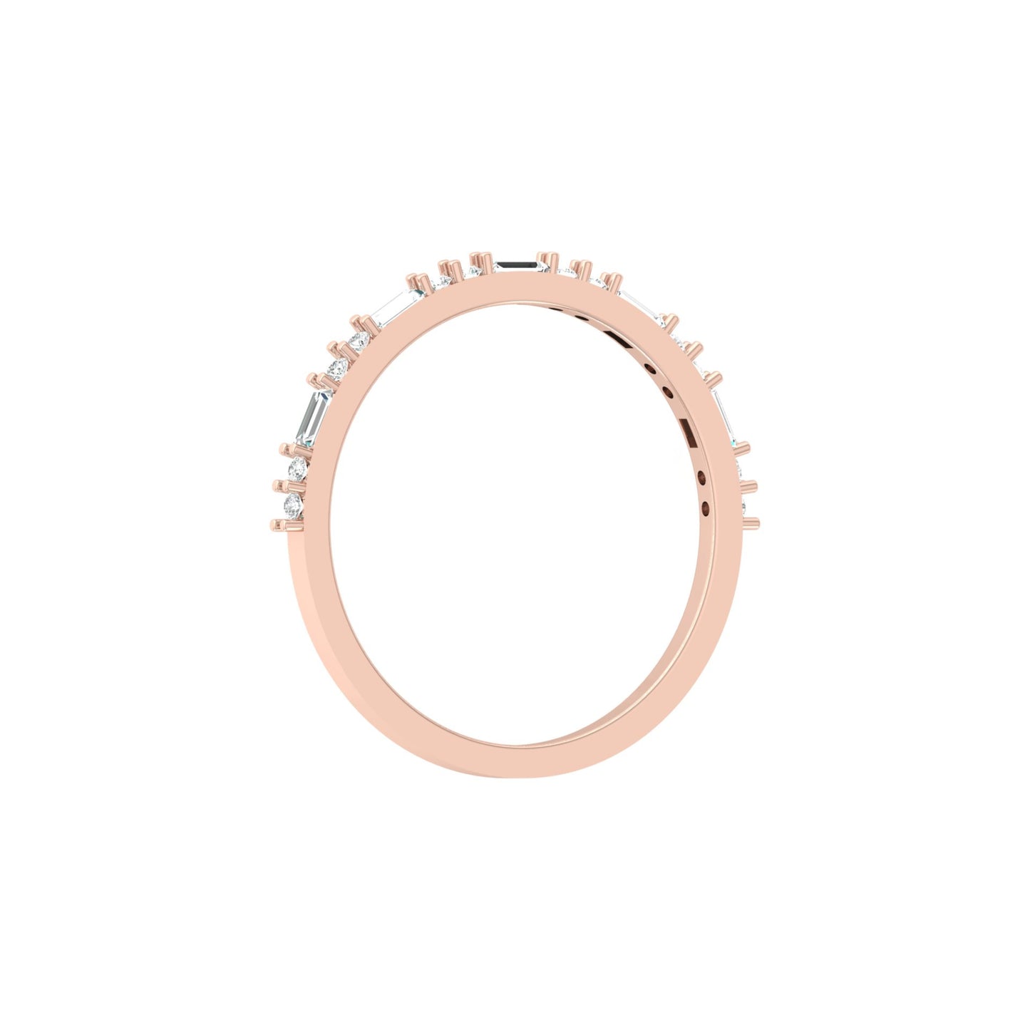 14K Solid Gold Round And Baguette Women's Jewelry Band Rings Perfect Gift For Her