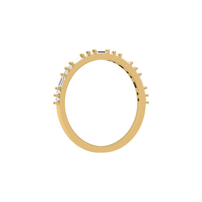 14K Solid Gold Round And Baguette Women's Jewelry Band Rings Perfect Gift For Her