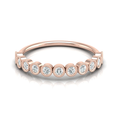 Bezel Set Round Shaped Diamond Band Ring Timeless Beauty At Great Price In 14K Solid gold