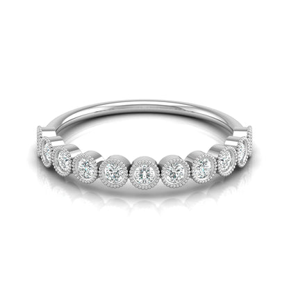 Bezel Set Round Shaped Diamond Band Ring Timeless Beauty At Great Price In 14K Solid gold
